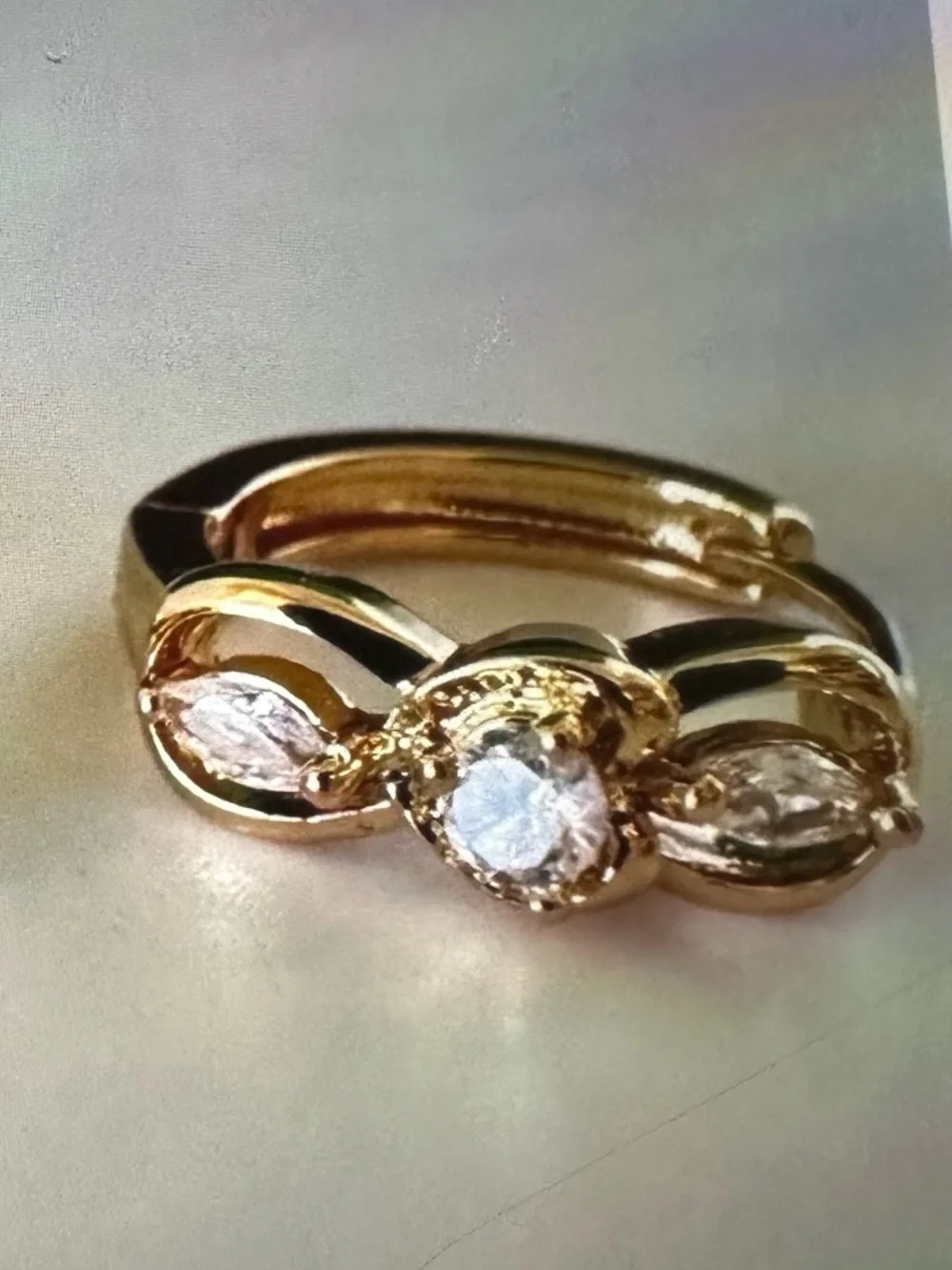 18K Gold Plated CZ Bow Hoop Earrings | Dainty Sparkle Huggies NWT